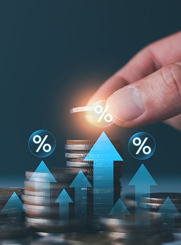 interest rate increase concept. businessman show percentage and